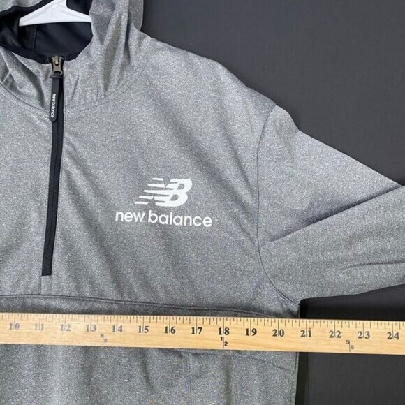 New Balance Mens Size M  1/4 Zip Water Resistant Soft Shell Hooded Jacket Gray - Picture 5 of 14